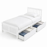JUGENDBETT 90/200 cm in Weiß mit 2 Schubladen Kiefer Massivholz - Weiß, Holz/Holzwerkstoff (90/200cm) - CHICFURN
