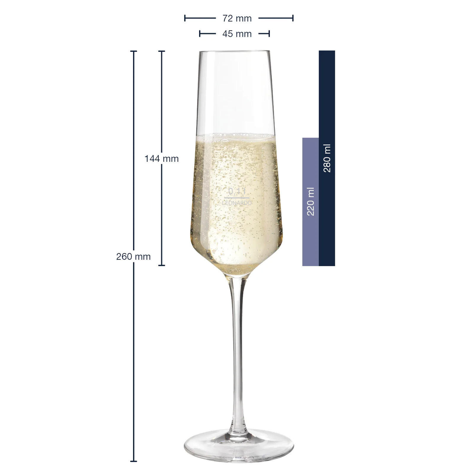 SEKTGLÄSER GEEICHT Puccini Gastro-Edition transparent 0,1 l 6er Set - Transparent, Glas (0.1L) - Leonardo Living