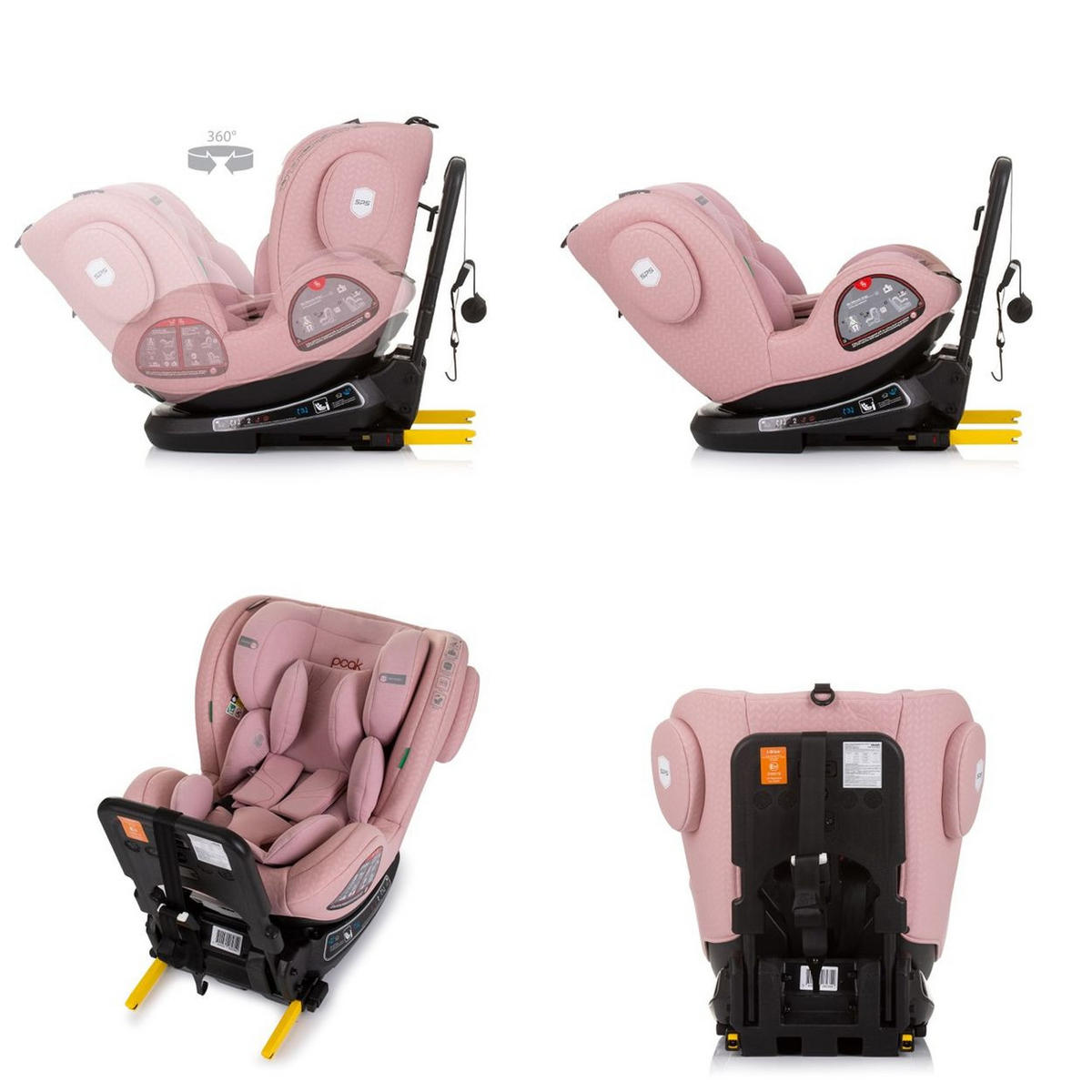 KINDERSITZ Peak i-Size rosa (40 - 150 cm) Isofix, SPS, drehbar, verstellbar - Rosa, Kunststoff (52/60/60cm) - Chipolino