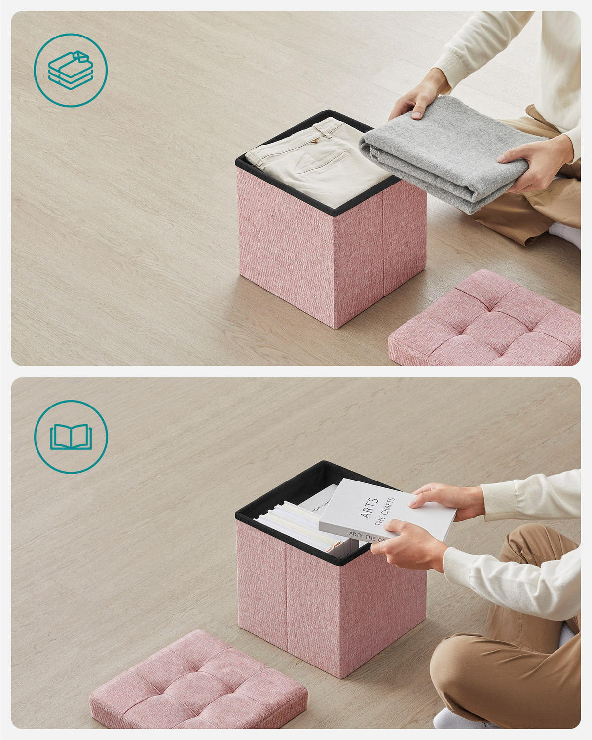 SITZBOX Rosa 30x30 cm mit Stauraum - Pink, Holzwerkstoff (30/30/30cm)