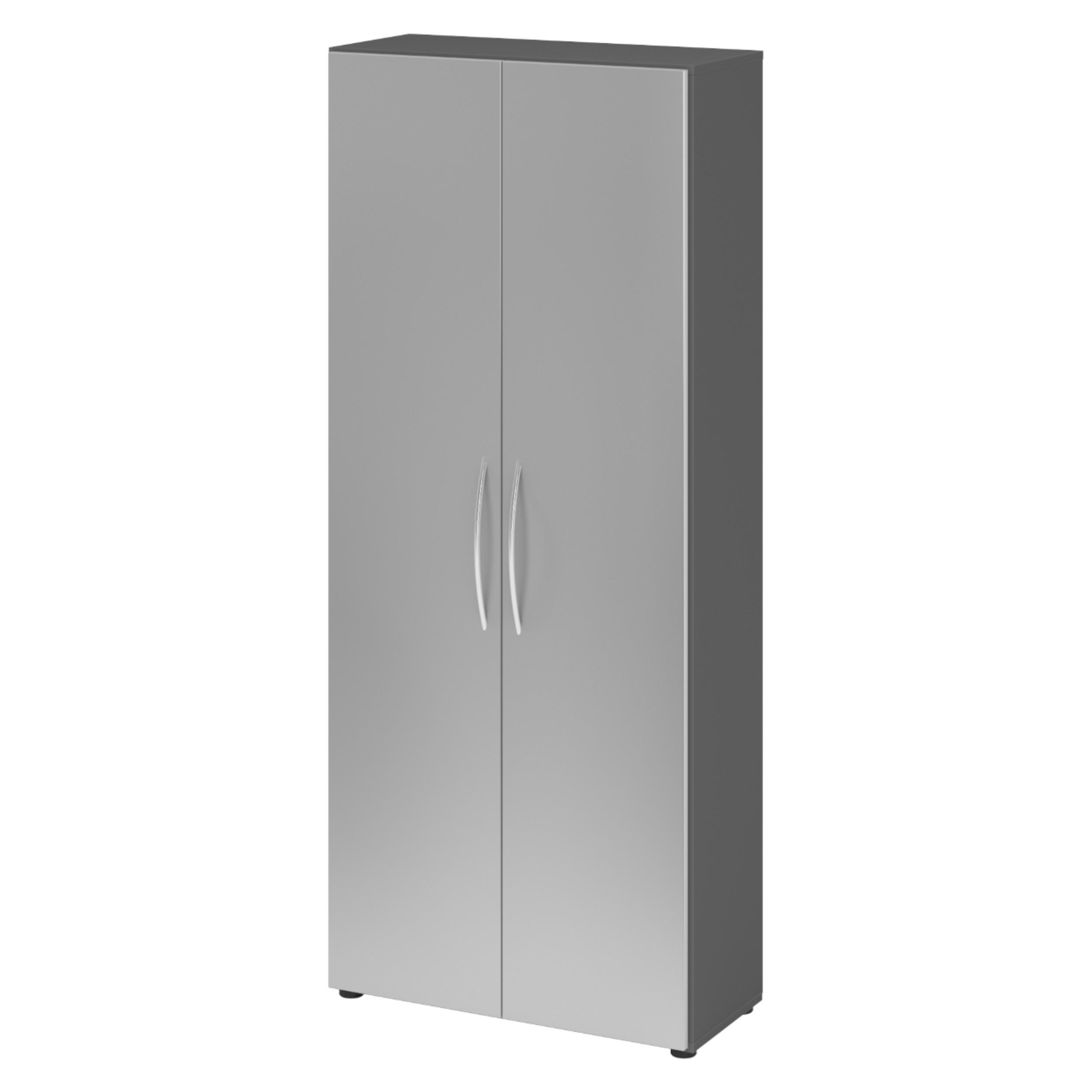 AKTENSCHRANK - 5 Ordnerhöhen 35/80/188 cm in Graphitfarben/Silberfarben - Silberfarben/Graphitfarben, Holzwerkstoff (80/188/35cm) - bümö
