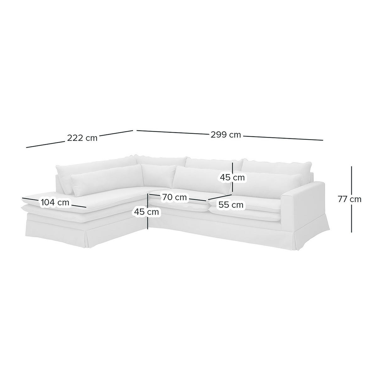 ECKSOFA mit Husse - Ottomane, Webstoff - Hellbraun/Schwarz, Kunststoff/Textil (299/222cm) - home24