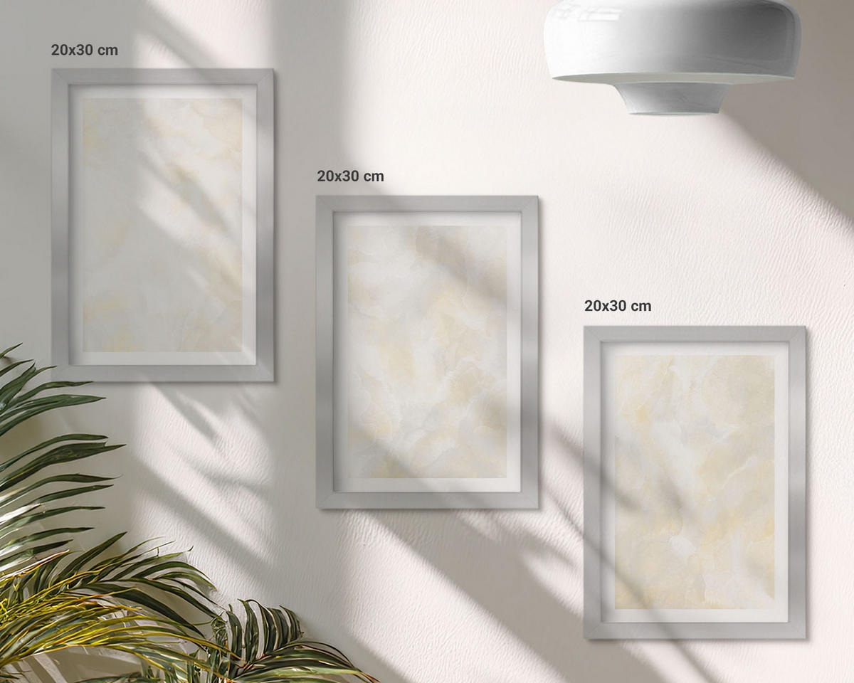 BILDER SET 3er Set - 20x30 cm Silberner Rahmen - Helles Strukturfarbendesign - Silberfarben, Kunststoff (20/30cm) - TULUP