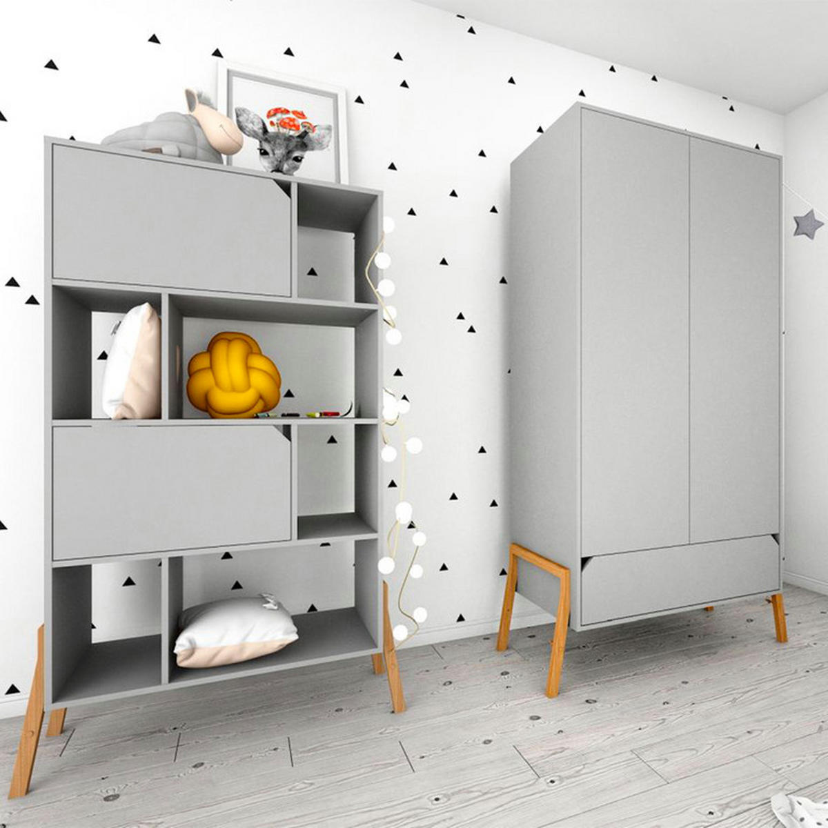 KNIHOVNA Grey - šedá, kompozitní dřevo (103/163/39cm) - Petits-meubles