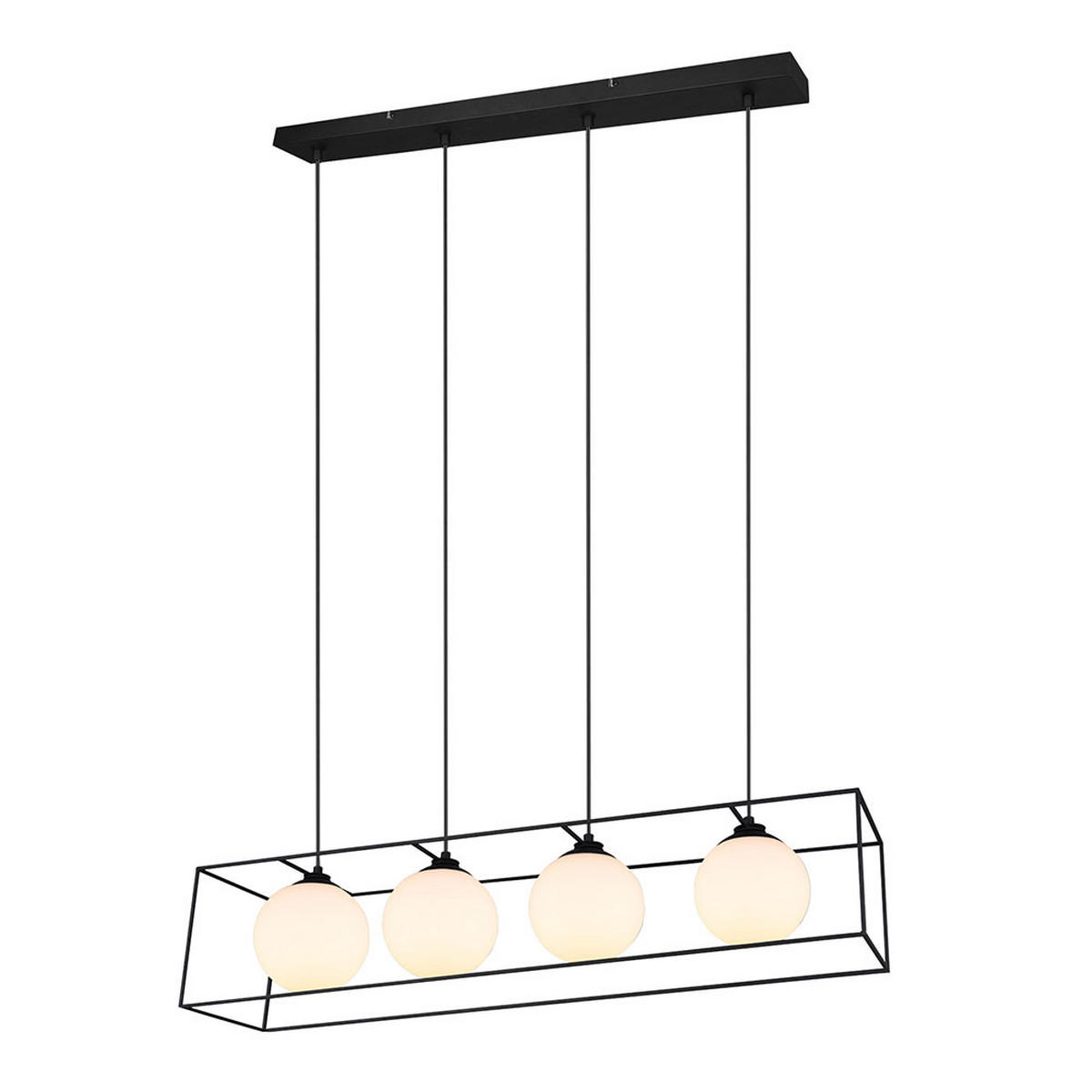 HÄNGELEUCHTE Metall Glas schwarz 4-flammig - Schwarz, Glas (100/20/150cm)