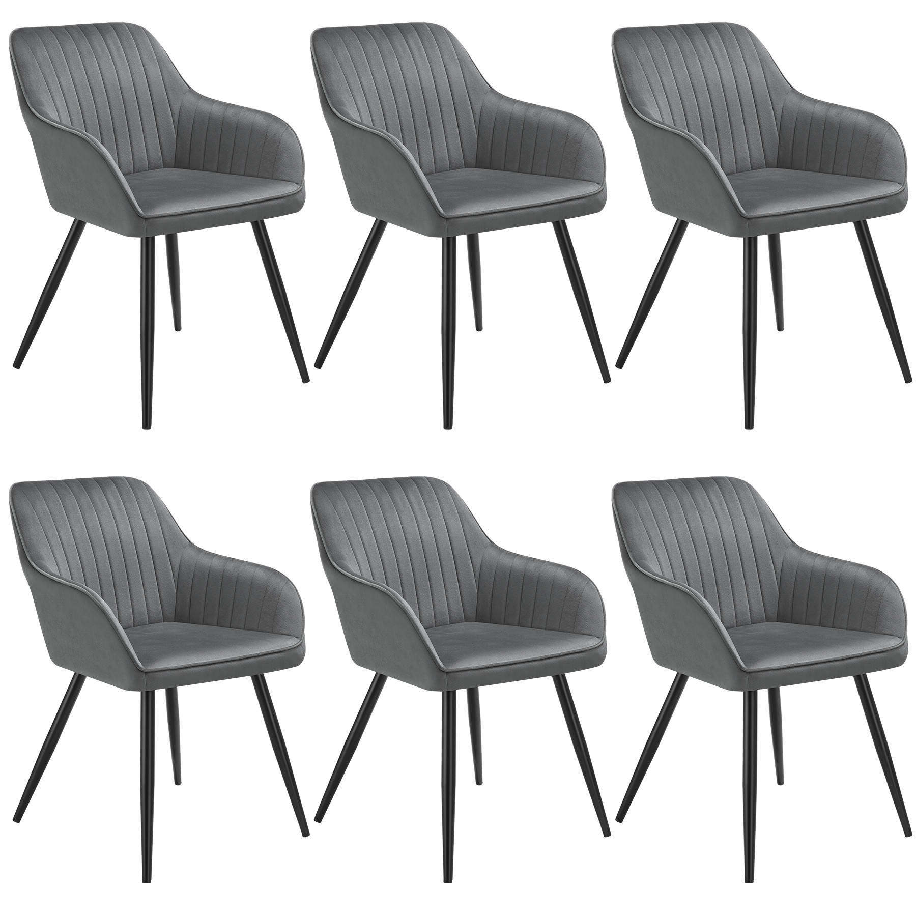 ESSZIMMERSTUHL 6er Set Marilyn 58 x 62 x 82 cm grau/schwarz - Schwarz/Grau, Metall (58/82/62cm) - tectake