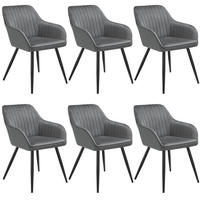 ESSZIMMERSTUHL 6er Set Marilyn 58 x 62 x 82 cm grau/schwarz - Schwarz/Grau, Metall (58/82/62cm) - tectake