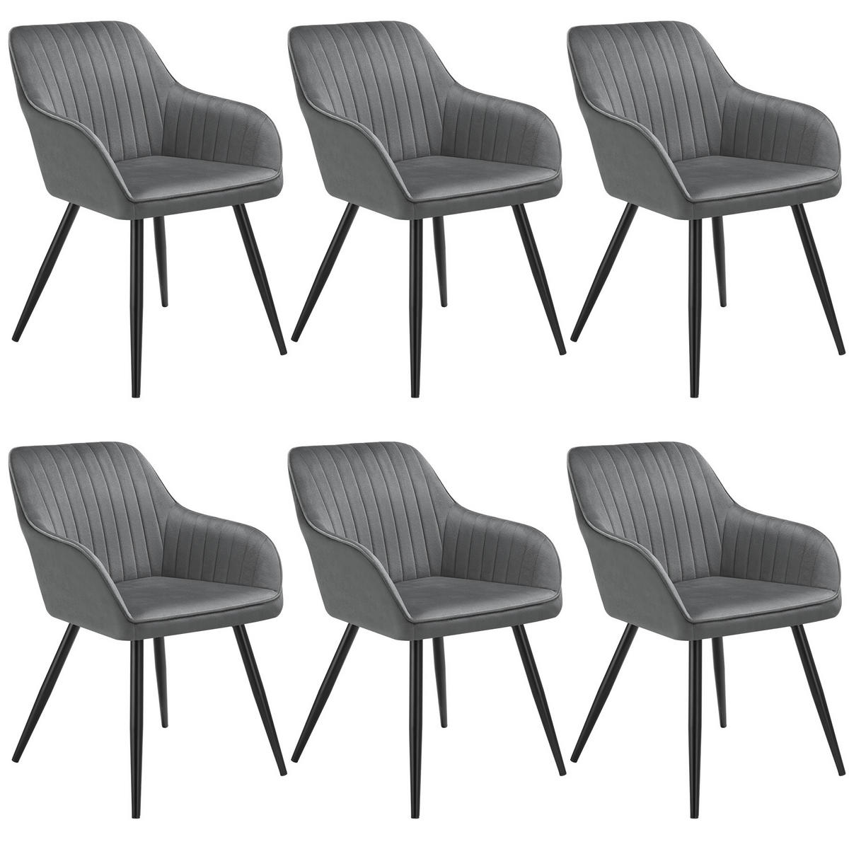 ESSZIMMERSTUHL 6er Set Marilyn 58 x 62 x 82 cm grau/schwarz - Schwarz/Grau, Metall (58/82/62cm) - tectake