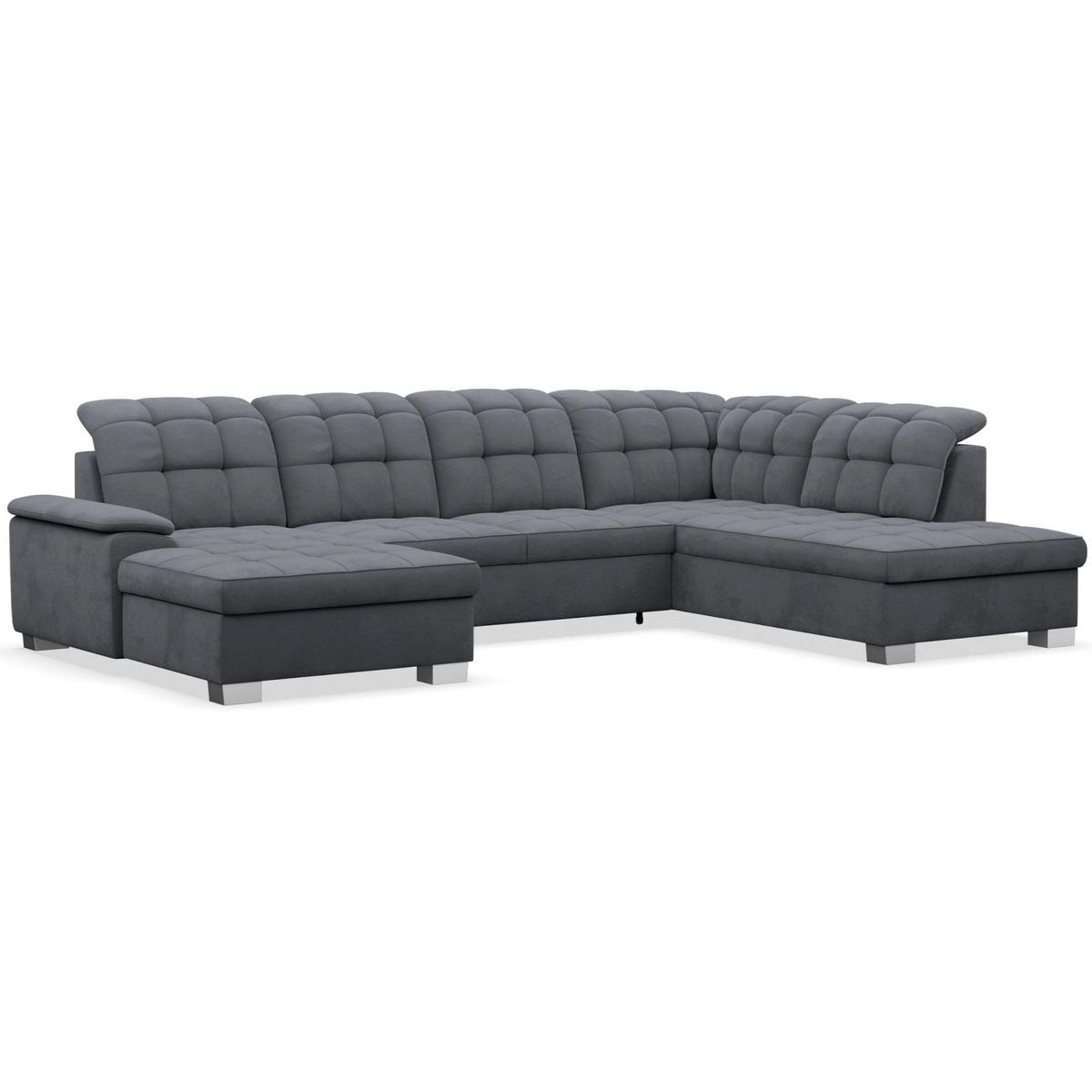 WOHNLANDSCHAFT Jamaal Dunkelgrau Velours linksseitig - Dunkelgrau/Schwarz, Textil (330/106/212cm) - Selsey