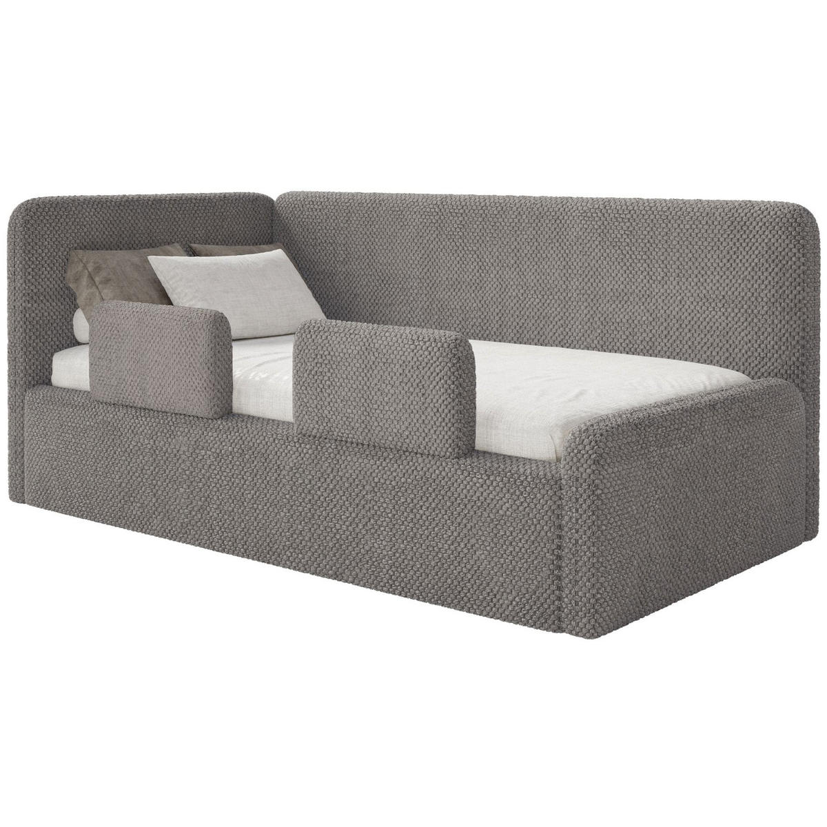 KINDERBETT Fanko Plüsch Taupe 90x200 cm - Graubraun/Schwarz, Kunststoff/Textil (90/200cm) - Selsey