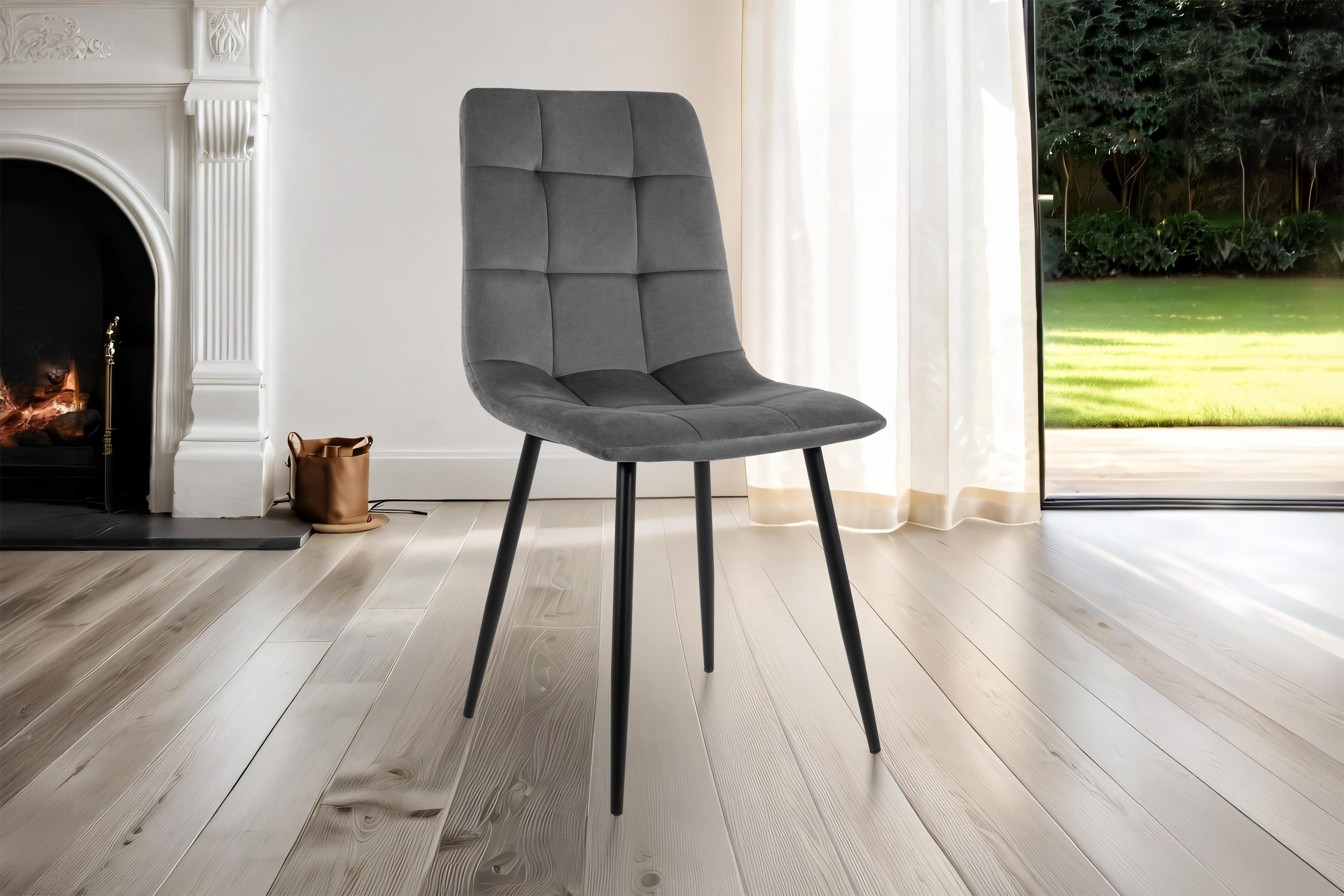 SCHALENSTUHL ULLI - Schieferfarben/Anthrazit, Textil/Metall (45/89/53cm) - SAM