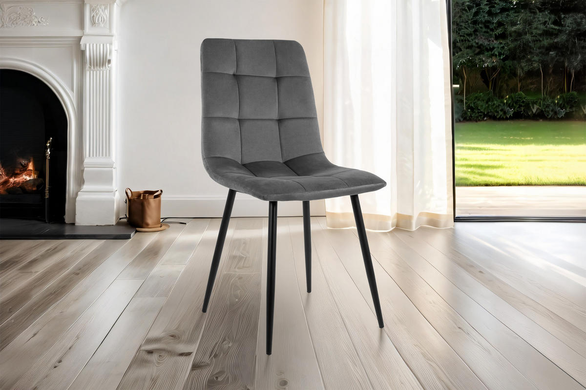SCHALENSTUHL ULLI - Schieferfarben/Anthrazit, Textil/Metall (45/89/53cm) - SAM