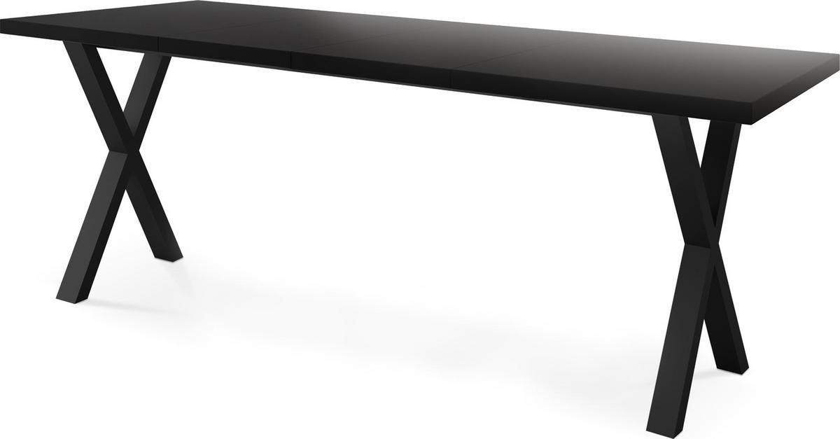 ESSTISCH Blake rechteckig ausziehbar, Schwarz 120-220/80/76 cm - Schwarz, Holzwerkstoff/Metall (120/80/76cm) - WFL GROUP