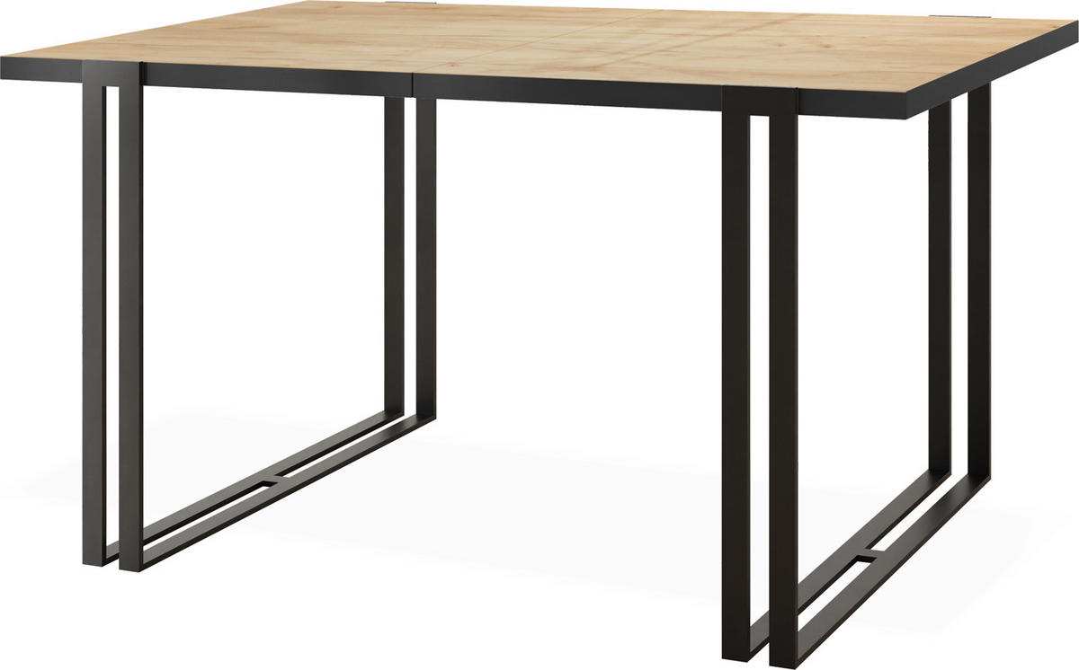 ESSTISCH Marina rechteckig ausziehbar, Craft Eiche 120-220/80/76 cm - Eiche Wotan/Schwarz, Holzwerkstoff/Metall (120/80/76cm) - WFL GROUP