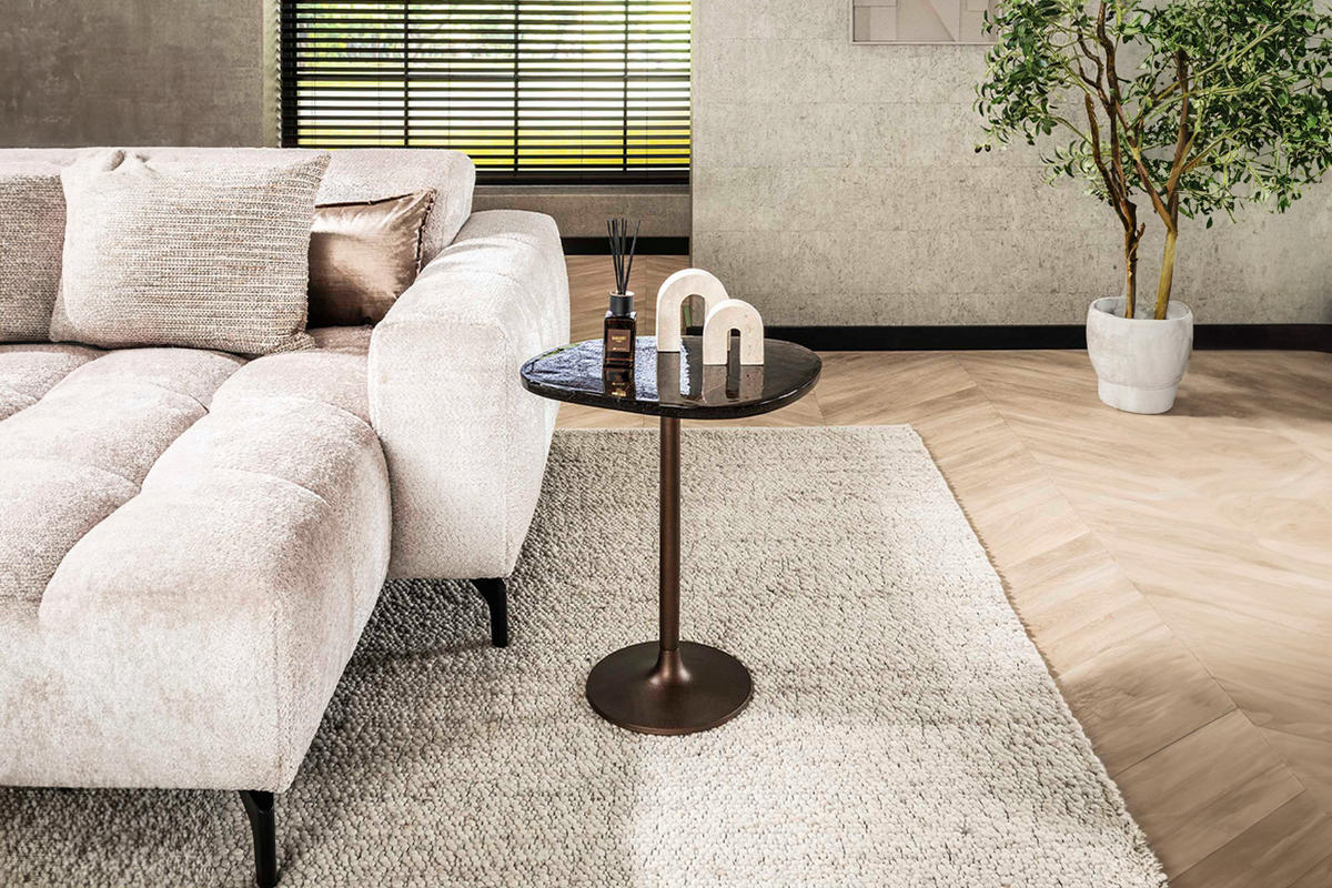 BEISTELLTISCH DARI Braun Glas - Braun/Kupferfarben, Glas/Metall (50/42/55cm) - KAWOLA