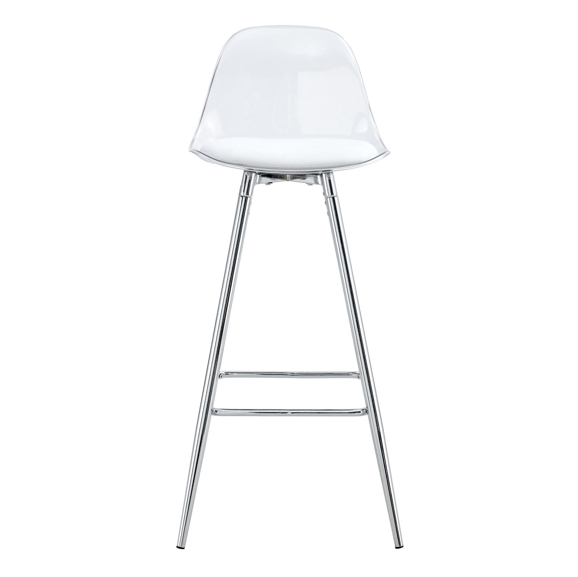 BARHOCKER mit Rückenlehne 2er-Set Transparent Silber - Silberfarben, Metall (33/96.5/38cm) - Meubliv