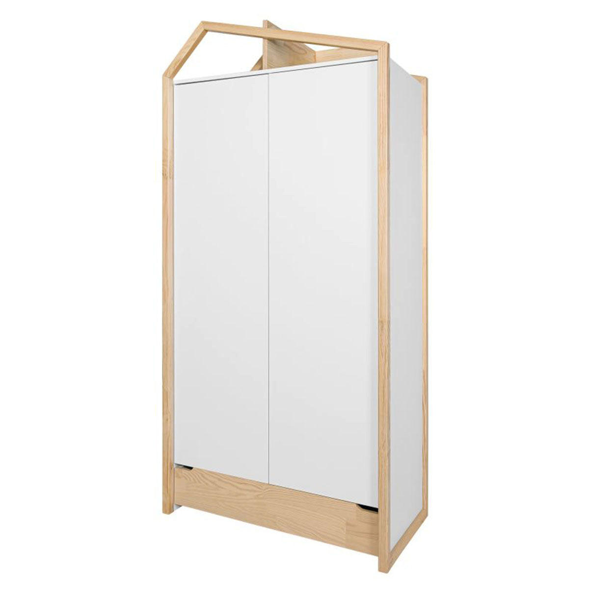 SCHRANK 2 Türen Juliette Weiß und Holz - Weiß, Holzwerkstoff (100/210/56cm) - Petits-meubles