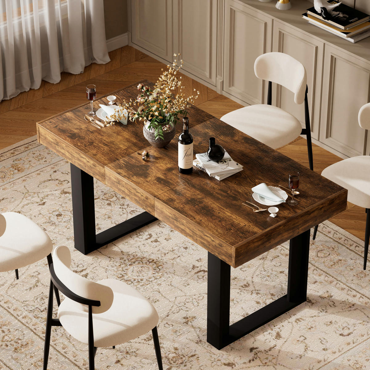ESSTISCH ausziehbar 120-160/80/76 cm im Retro-Stil DE-39971 Rustikal-Braun - Braun, Holzwerkstoff (75/120/75cm) - ComfortXL