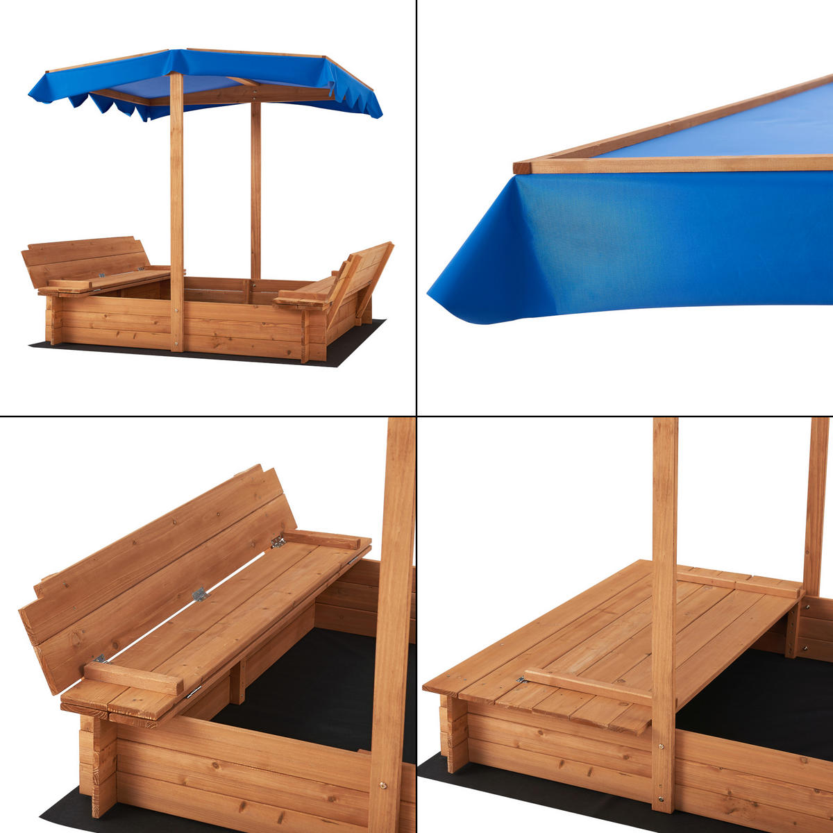 SANDKASTEN Kellenhusen - Blau/Naturfarben, Holz (120/120/120cm) - [en.casa]