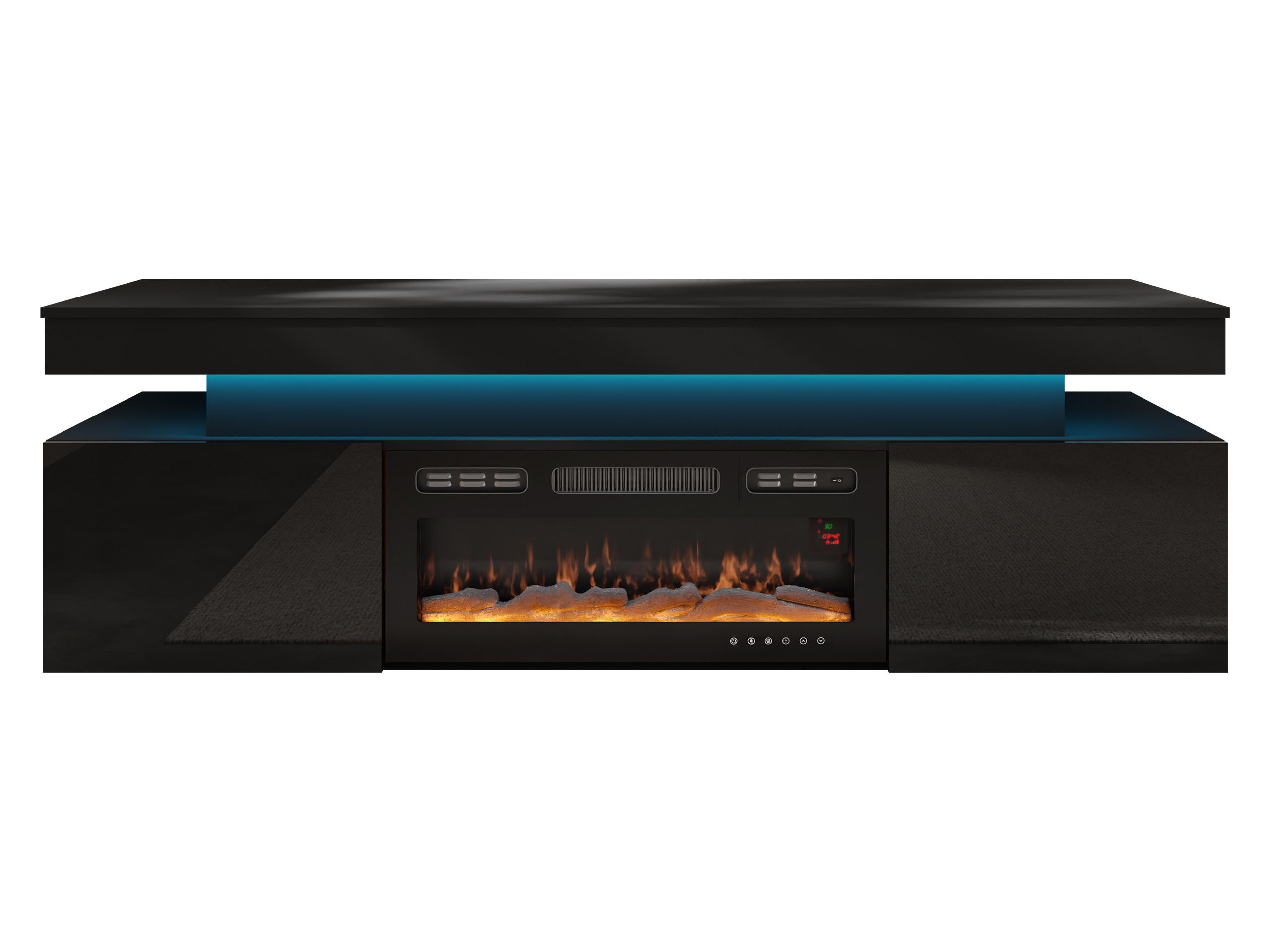 TV-LOWBOARD EF 2D Glossa mit Kamin - Schwarz, Holzwerkstoff/Kunststoff (190/59/41cm) - MIRJAN24