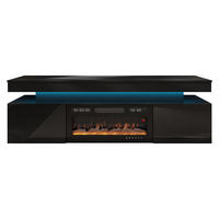 COMODA TV EF 2D Glossa cu Semineu - negru, material plastic/compozit lemnos (190/59/41cm) - MIRJAN24