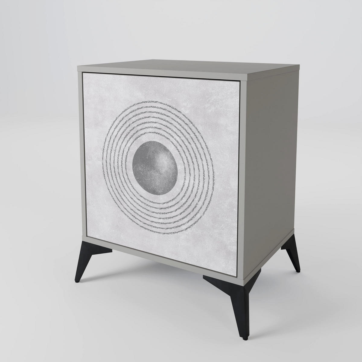 SIDEBOARD SOLID CIRCLES, Grau, 57,5x42x75,5 cm, Goldfarbene Metallfüße - Goldfarben/Multicolor, Holzwerkstoff/Metall (57.5/75.5/42cm) - SpaceRebels