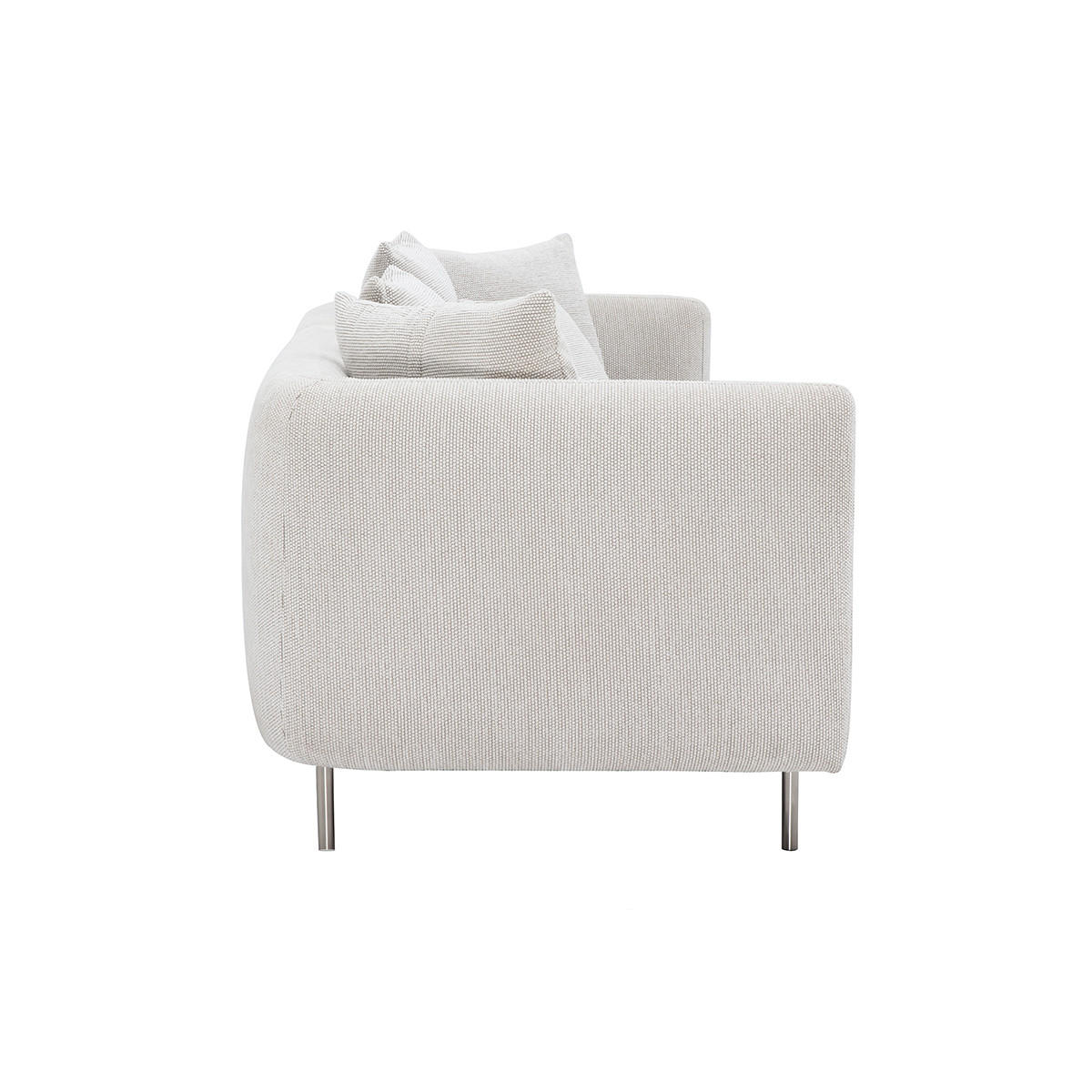 DESIGNER-SOFA 3-4 Plätze aus Samteffekt Chenille-Stoff beige und verchromtem Metall IGLESIAS - Beige, Textil (112/70.5/242.5cm) - Miliboo