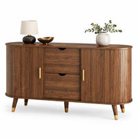 SIDEBOARD in Nussbaumfarben Kommode mit vertikaler Maserung, 2 Schiebetüren und 2 Schubladen , B140/T40/H79.5cm - Nussbaumfarben, Holzwerkstoff/Metall (140/79.5/40cm) - STILVORA
