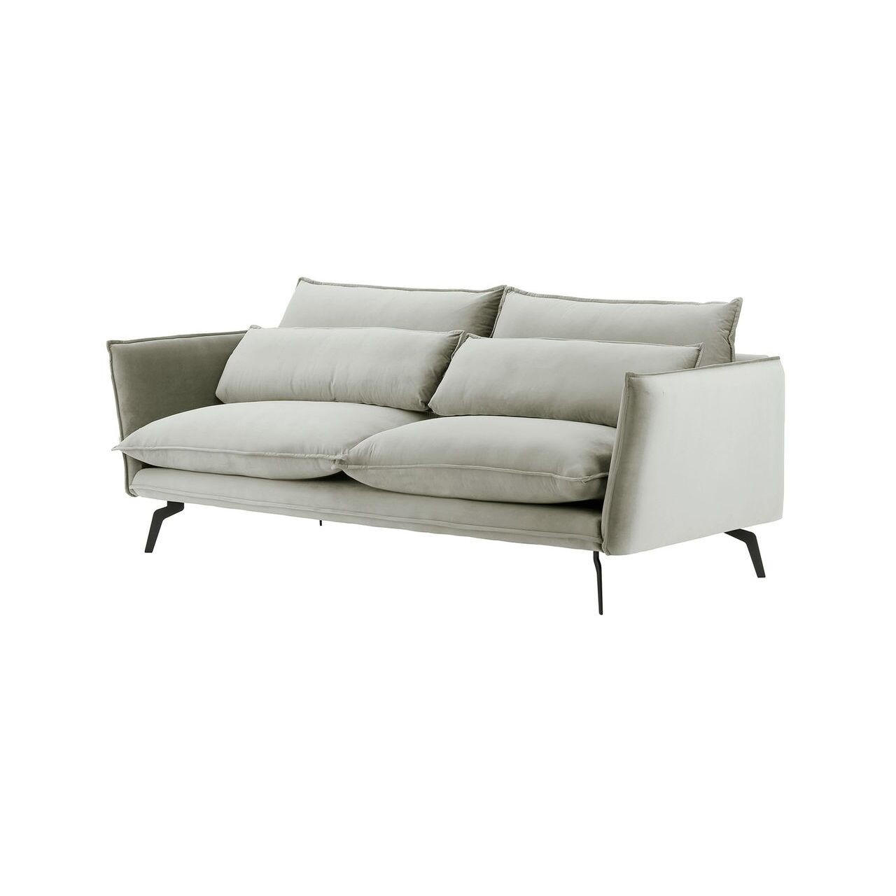 DREISITZER-SOFA Layla-Velluto 15 - Hellgrau, Holz/Textil (237/95/98cm)