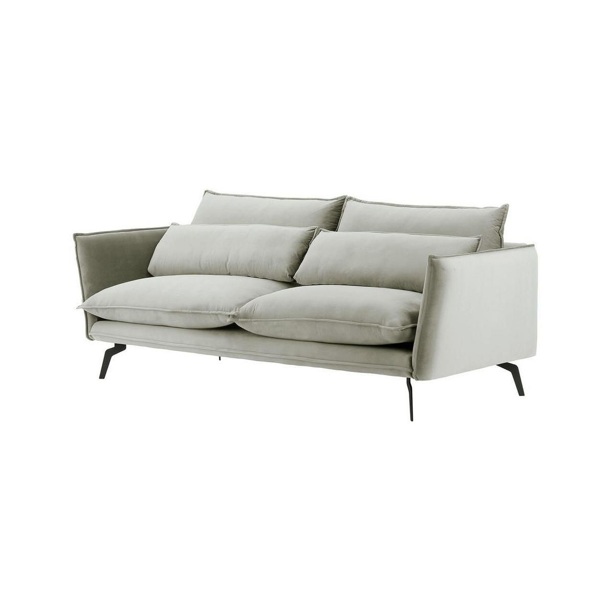 DREISITZER-SOFA Layla-Velluto 15 - Hellgrau, Holz/Textil (237/95/98cm)