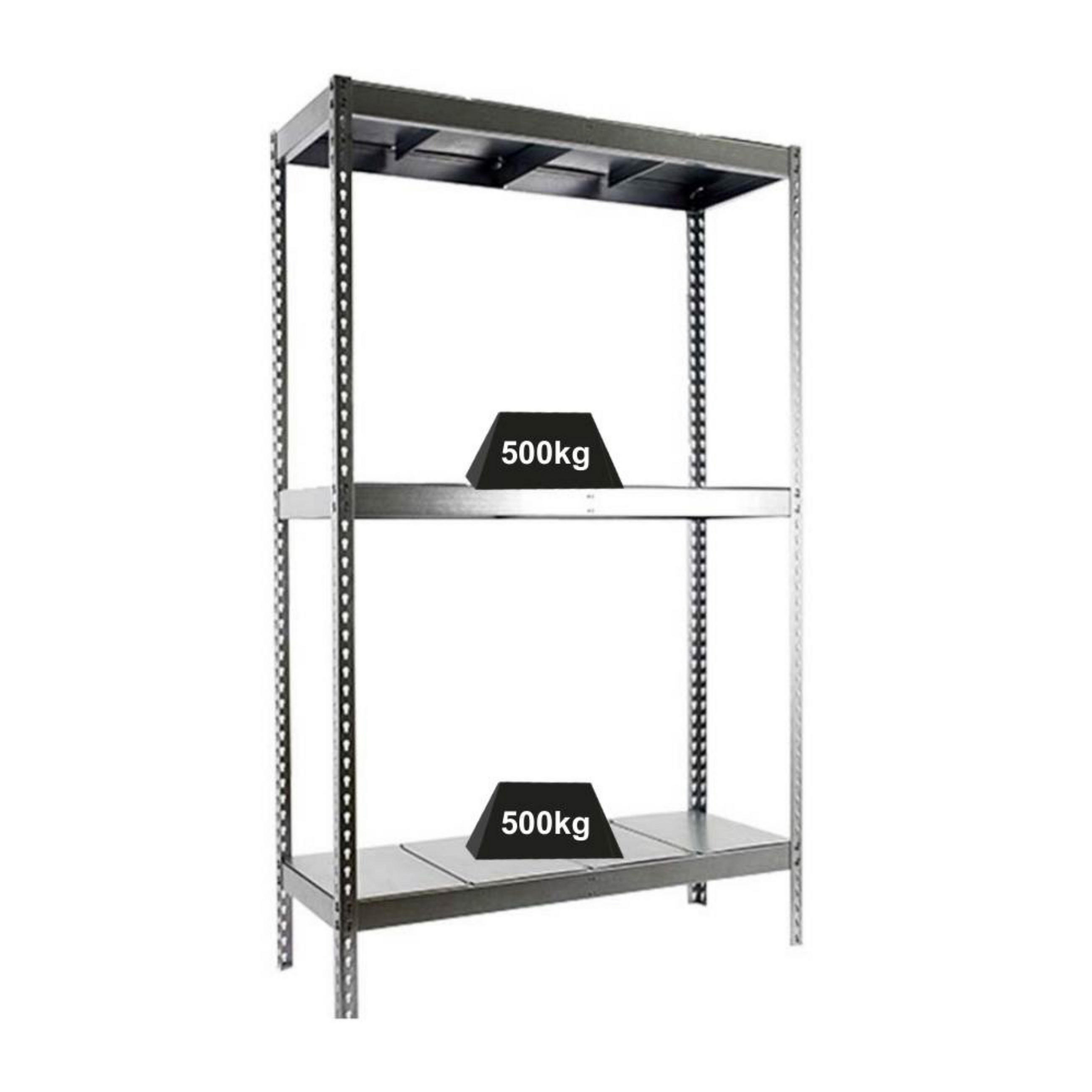 SCHWERLASTREGAL METAL BEAST THREE | HxBxT 200x210x45cm | Fachlast 500kg | Verzinkt - Silberfarben, Metall (210/200/45cm) - PROREGAL