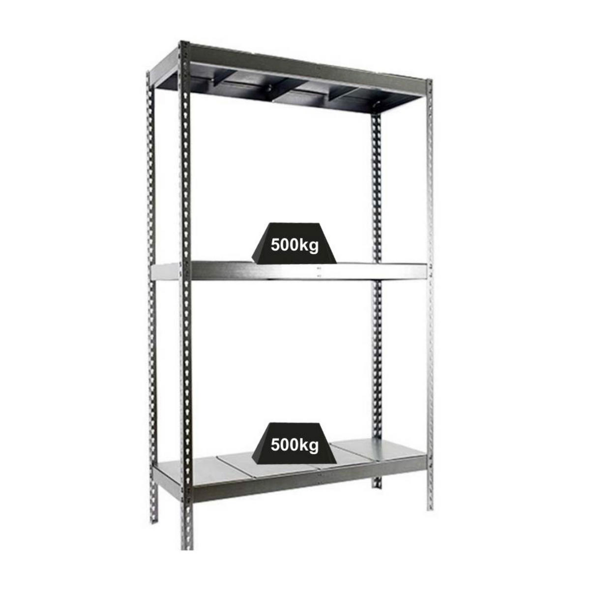 SCHWERLASTREGAL METAL BEAST THREE | HxBxT 200x210x45cm | Fachlast 500kg | Verzinkt - Silberfarben, Metall (210/200/45cm) - PROREGAL