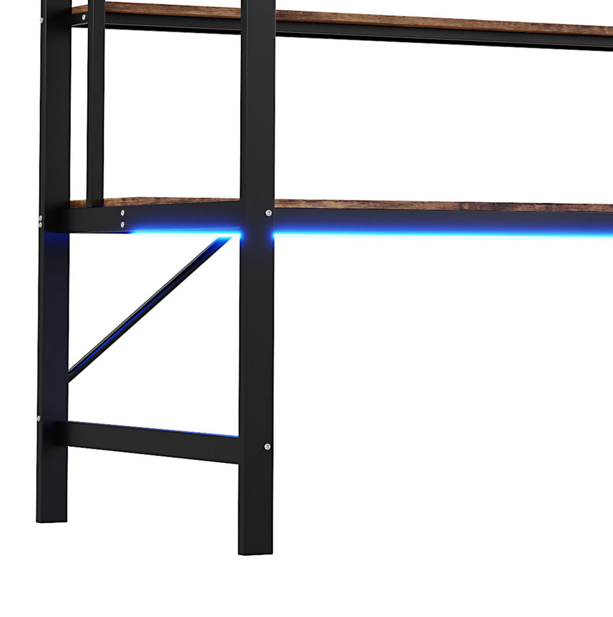 HOCHBETT 90/200 cm Schwarz aus Metall mit Schreibtisch - Schwarz, Metall (90/200cm) - OKMYHOME