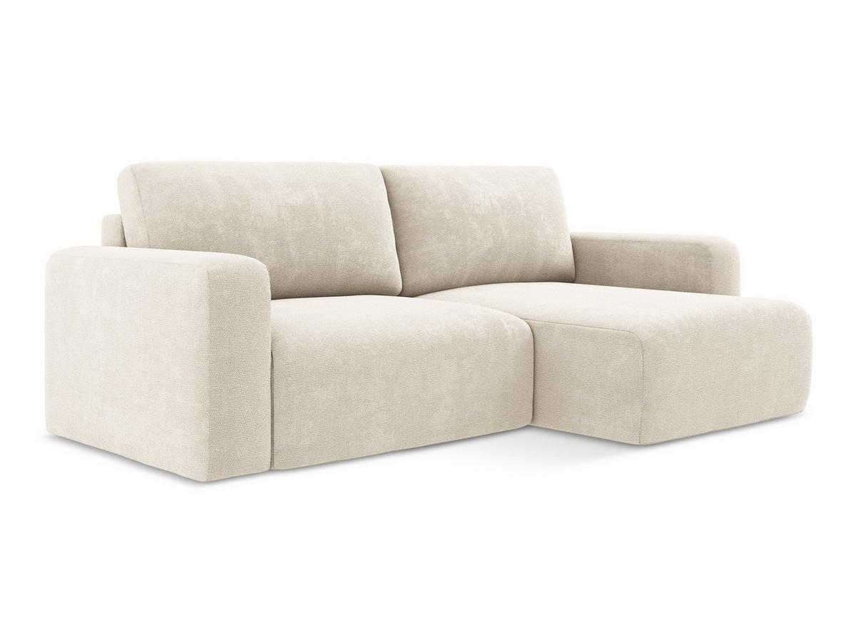 ECKSOFA mit Schlaffunktion rechts Chenille Stoff Beige - Beige/Creme, Kunststoff/Textil (244/149cm) - Makamii