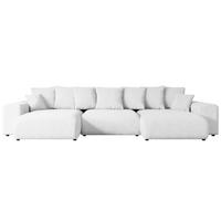 WOHNLANDSCHAFT mit Schlaffunktion und Bettkasten ESKAR-U -352x165x84cm Weiß Bouclé - Schwarz/Weiß, Holzwerkstoff/Kunststoff (352/84/165cm) - ALTDECOR