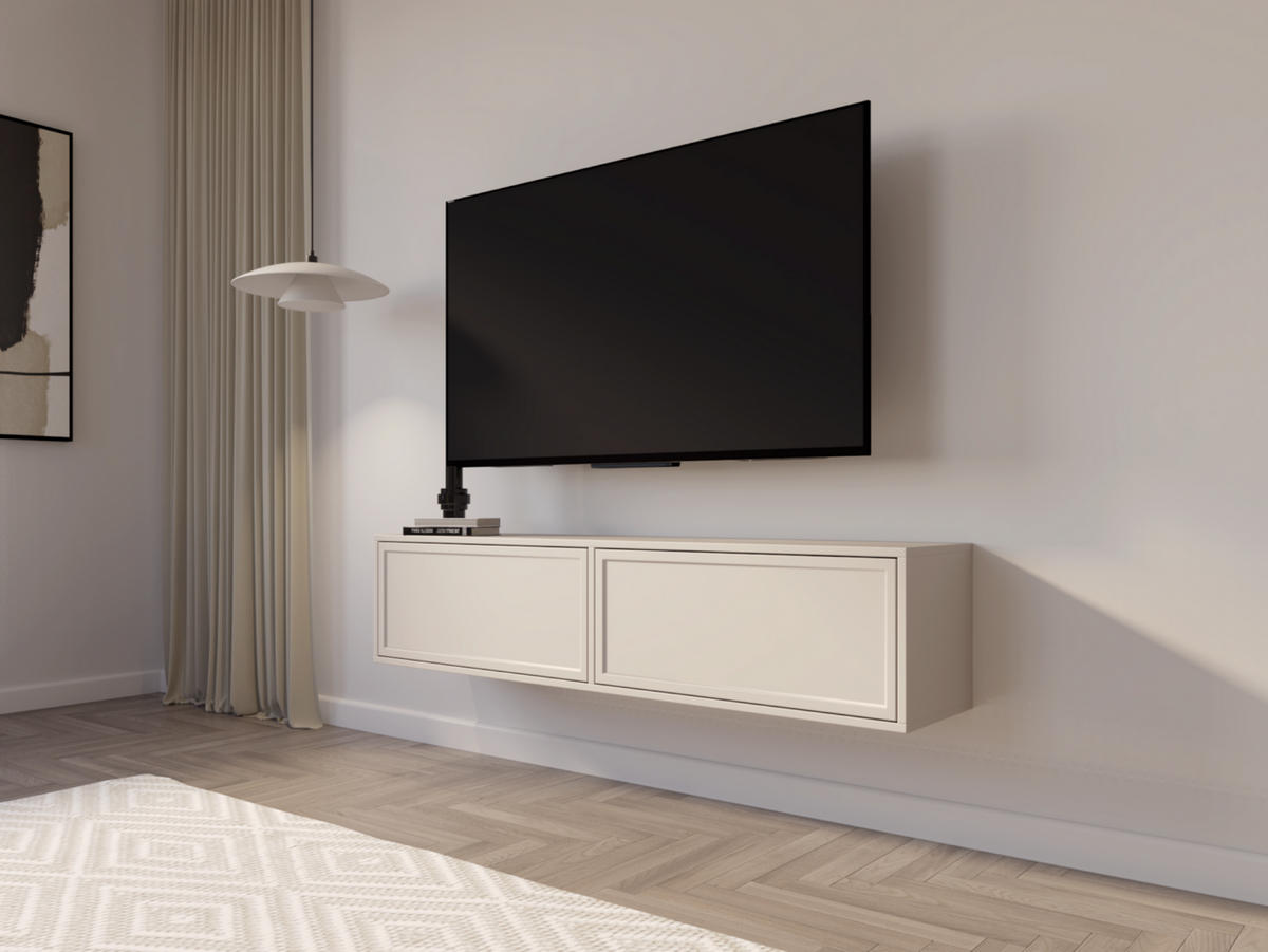 TV stolek Velveto zavěšené se dvěma klopami, Kašmír, 140cm - kašmírová, kompozitní dřevo (140/30/30cm) - Selsey
