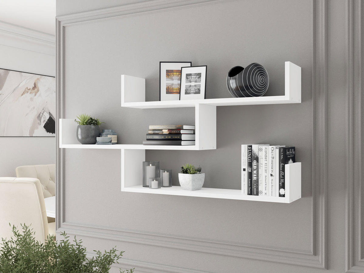 WANDREGAL Trio 003 - Weiß, Holzwerkstoff (119/55/18cm) - MIRJAN24