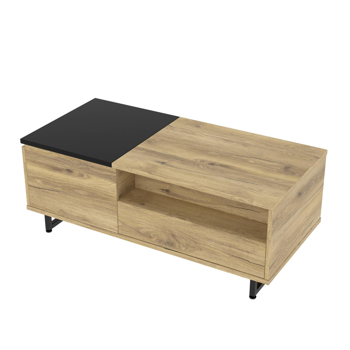 COUCHTISCH 103,5/50/27,5 cm mit Lift-Top, LED-Bodenlicht und Stauraum, Holzwerkstoff/Metall, Natur - Naturfarben, Holzwerkstoff (103.5/50/27.5cm) - Redom