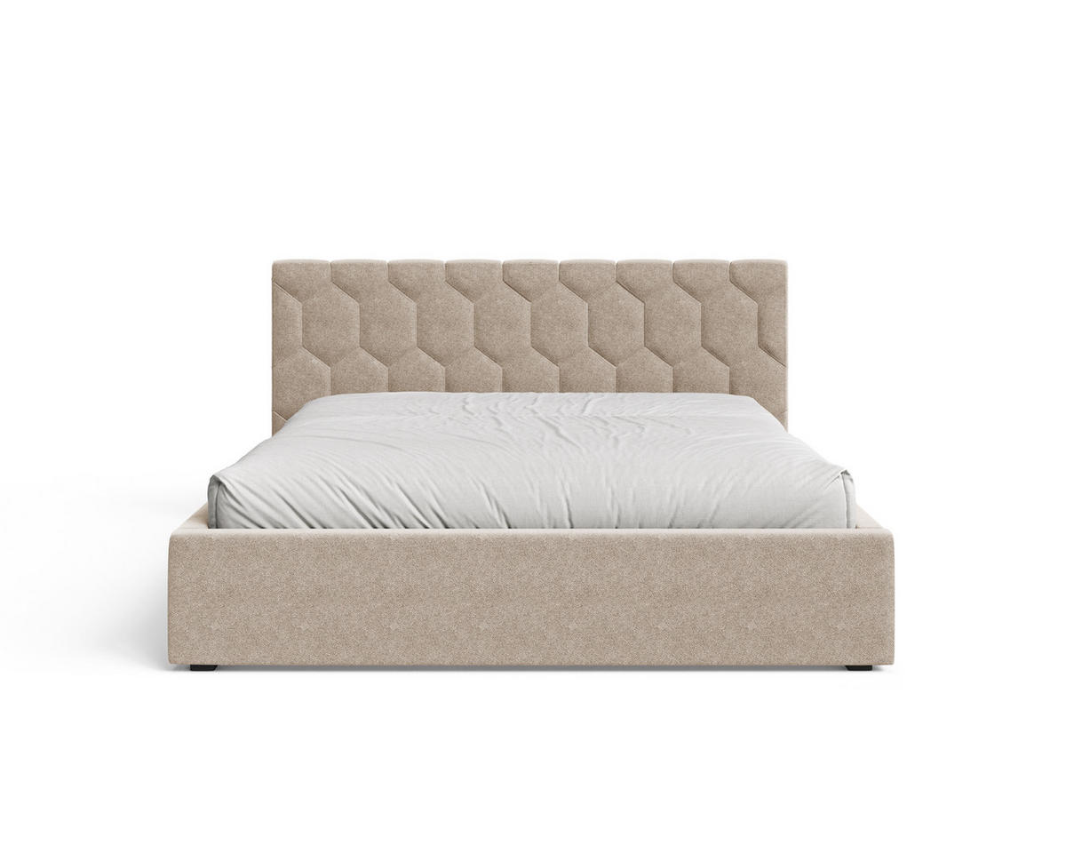 POLSTERBETT 02 180 x 200 cm – Casa – Bett mit Federmechanismus und Stauraum - Beige, Holz - ROYAL24_MARKT
