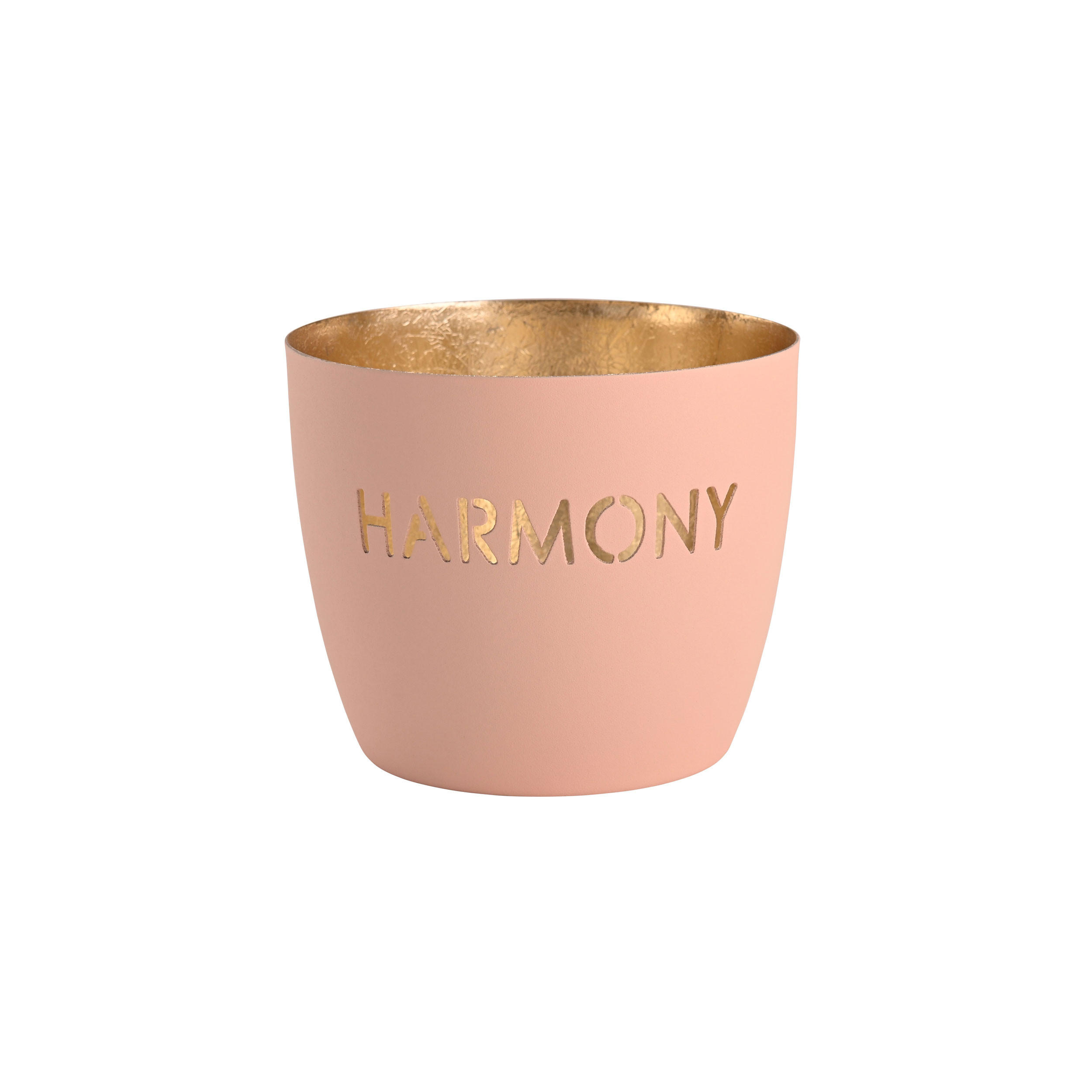 TEELICHTHALTER Madras Harmony M, Eisen, Pastellrosa / Gold, H 8.5 cm - Rosa, Metall (9cm) - Gift Company