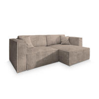 ECKSOFA NERIO P Beige Kordstoff mit Schlaffunktion - Beige, Holz (245/148cm) - MASSENO
