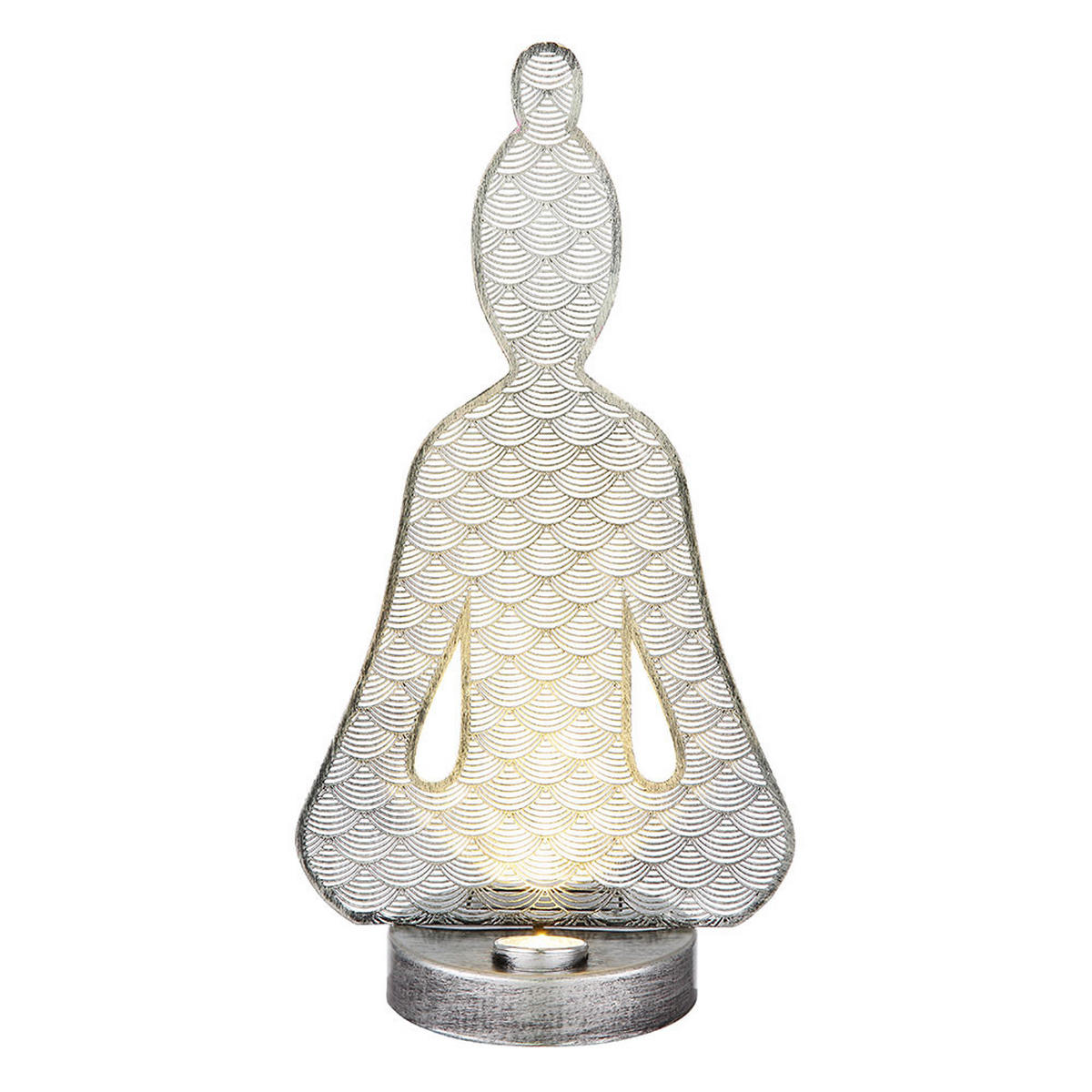 LED AUSSENLEUCHTE Buddha Silber Metall - Silberfarben, Metall (19/12/36cm)