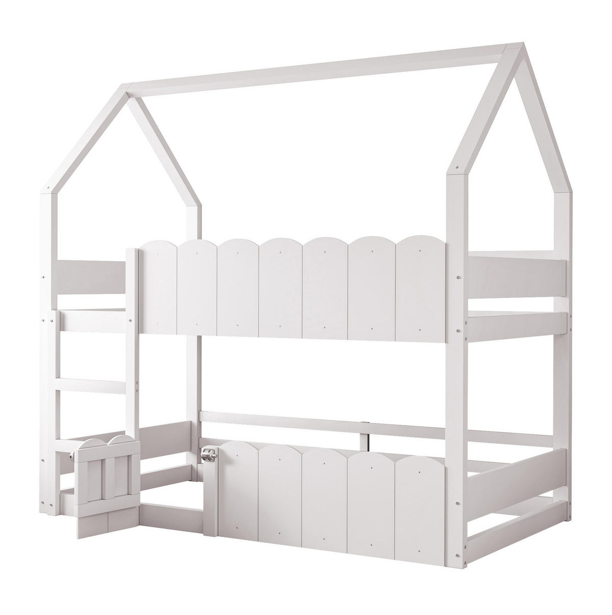 HOCHBETT Hausdesign 90/200 cm Weiß mit Lattenrost - Weiß, Holz (90/200cm) - MIVRAY