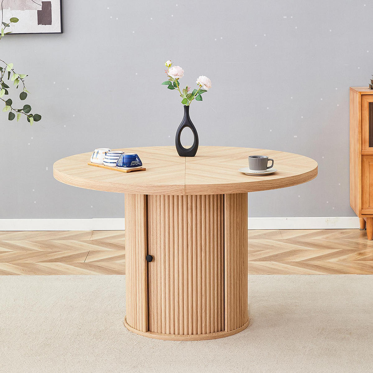 ESSTISCH mit Stauraum, Holzoptik, 115cm, Naturfarbe - Naturfarben, Holz/Holzwerkstoff (115/115/74cm) - KOMHTOM