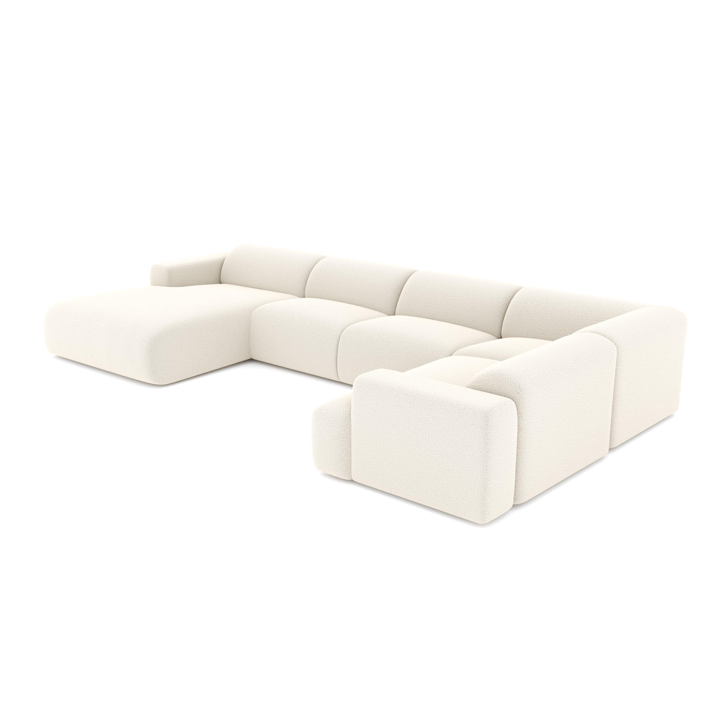 WOHNLANDSCHAFT Bouclé-Stoff Creme 354cm - Creme, Textil (354/164cm) - Sia Home