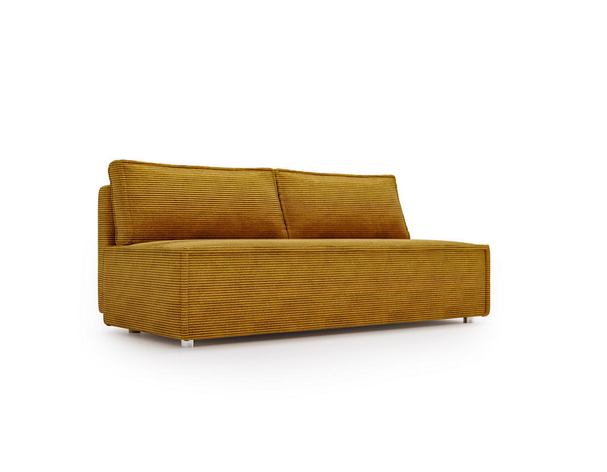 SCHLAFSOFA Mit Bettkasten DUO Poso Stoff Senffarbe - Gelb, Holz (198/89/90cm) - Kaiser Möbel