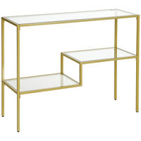 KONSOLENTISCH Gold Hartglas Stahl 1 Stück - Goldfarben, Kunststoff (100/32/76cm) - GiPP