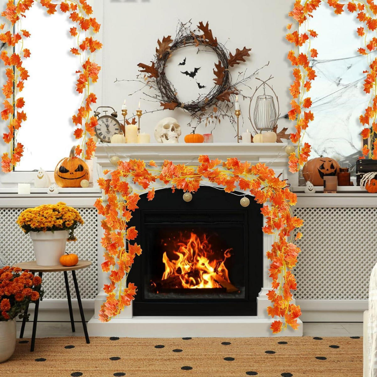 HERBSTGIRLANDE 12-teiliges Set 240 cm - Orange, Kunststoff (5cm)
