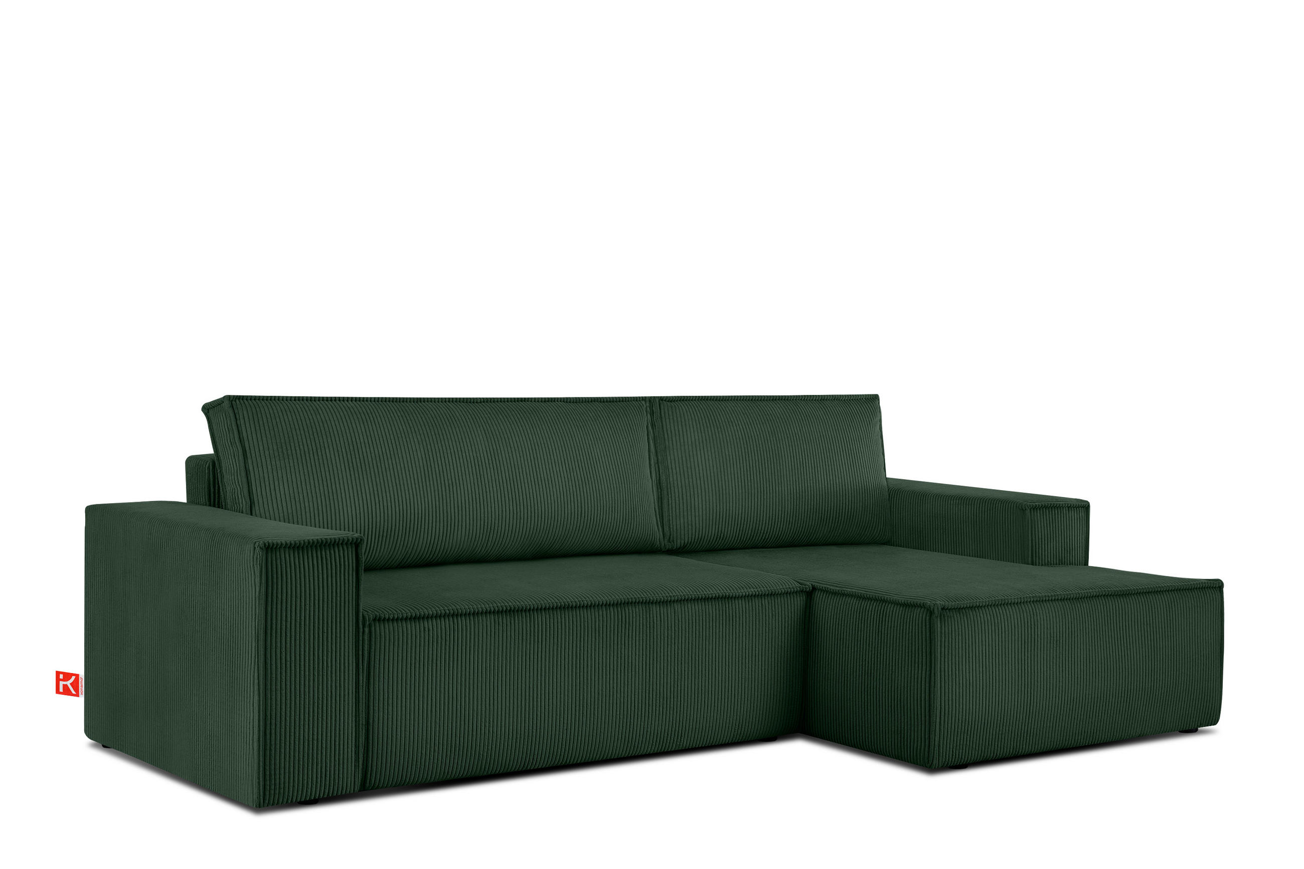 ECKSCHLAFSOFA-RECHTS NAPI in Pet Friendly Cord-Stoff, dunkelgrün - Dunkelgrün/Schwarz, Textil (262/148cm) - KONSIMO®