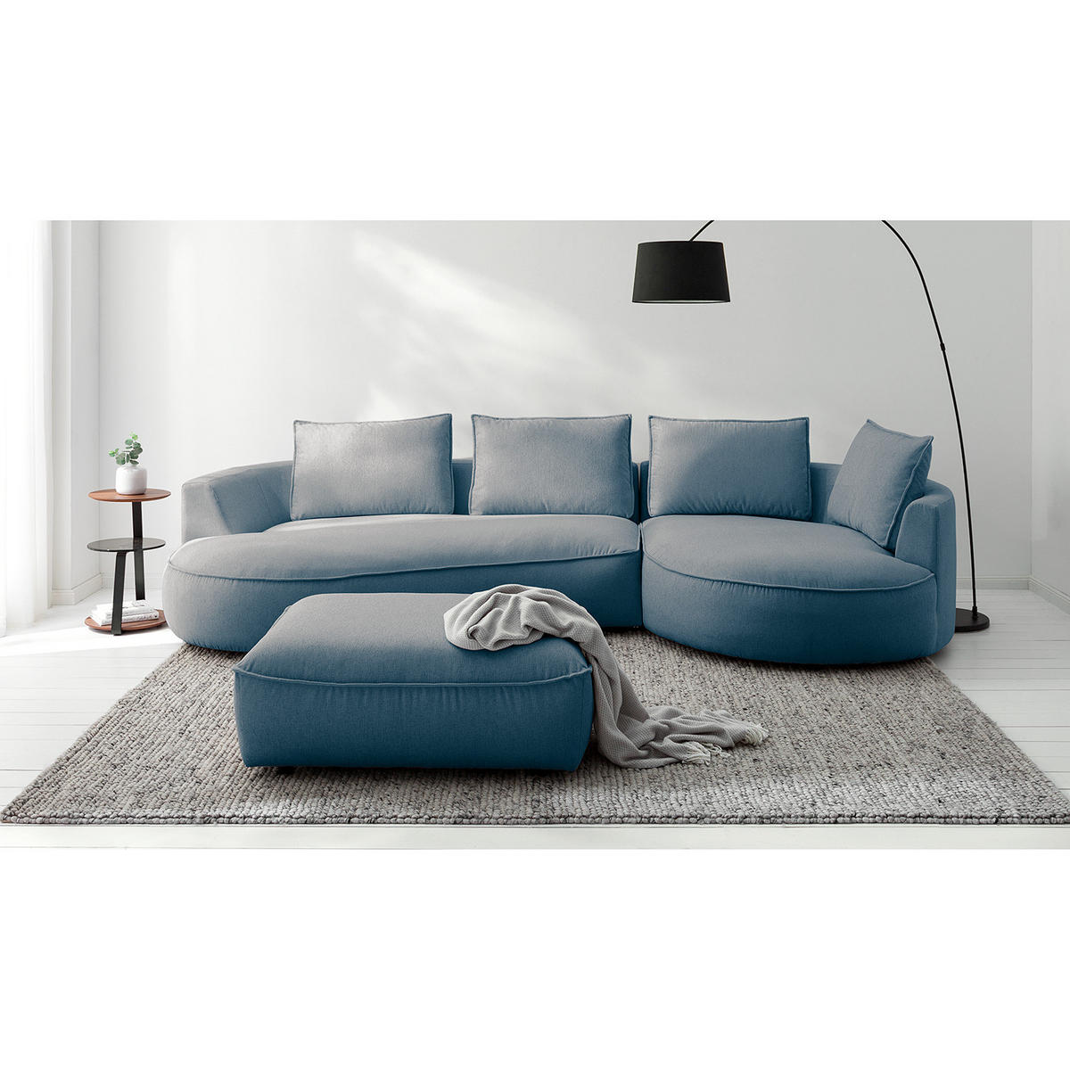 BIGSOFA - Blau, Kunststoff/Textil (322/82/154cm) - home24
